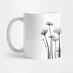 Nordic wild Mushrooms one line art Mug